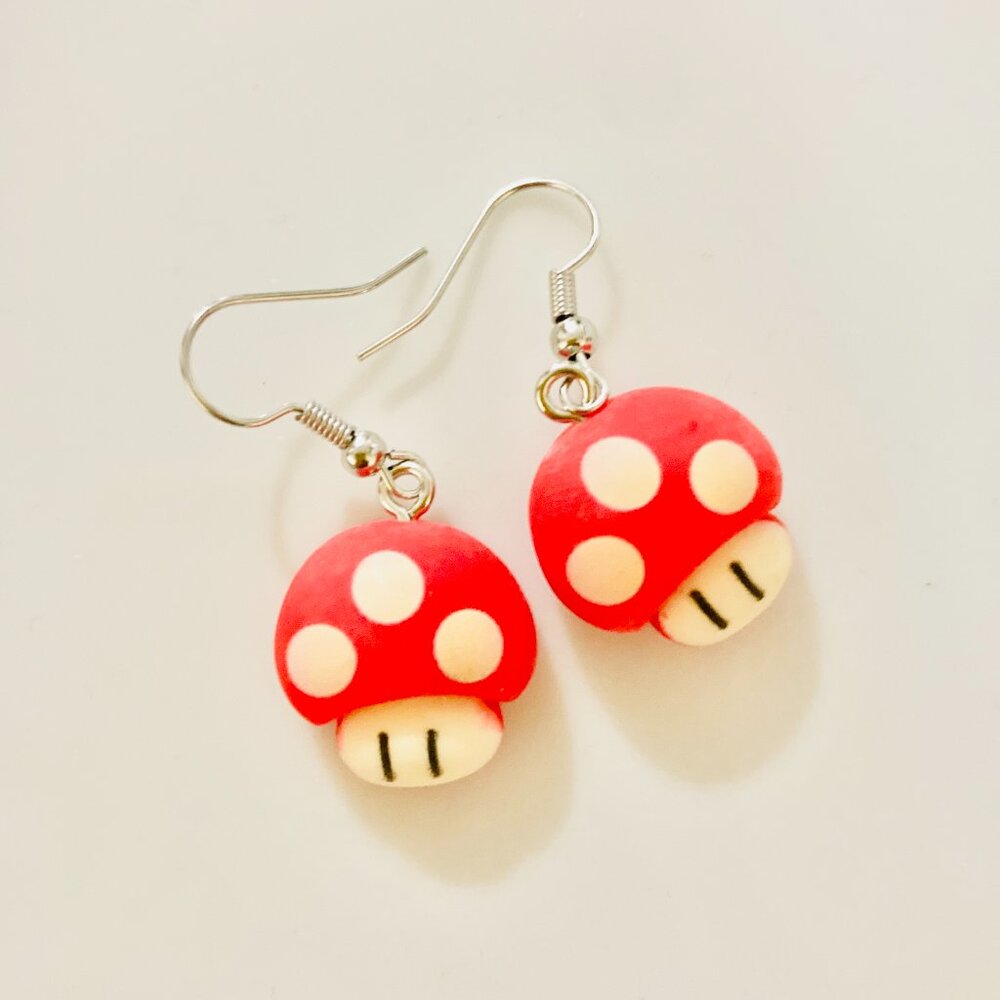 Mushroom Earrings, Kawaii earrings, anime